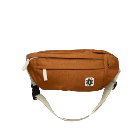Louie Sling bag in a earthy rust color canvas with adjustable strap, compact crossbody ideal for daily commutes or casual wear.