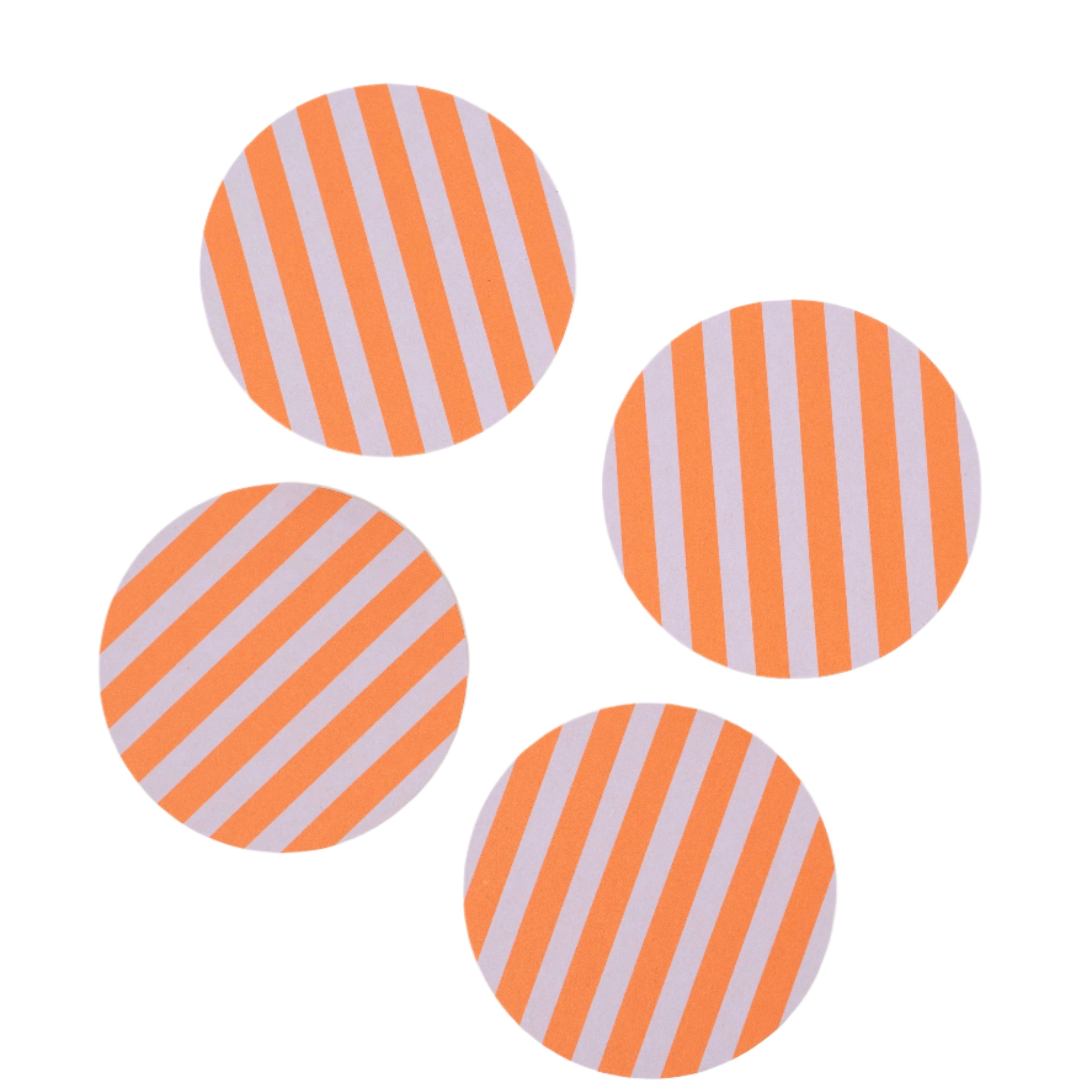 Violet and Orange Striped Coasters Set