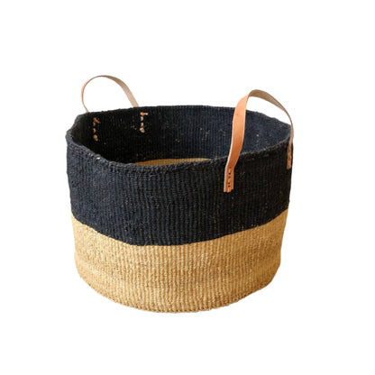 Extra Large Black and Tan Floor Basket