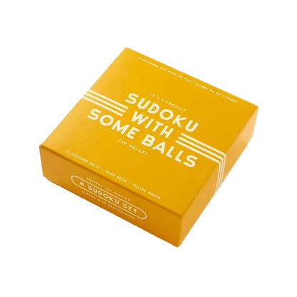 Sudoku game with colored wooden balls replacing numbers, a playful twist on the classic brain puzzle.