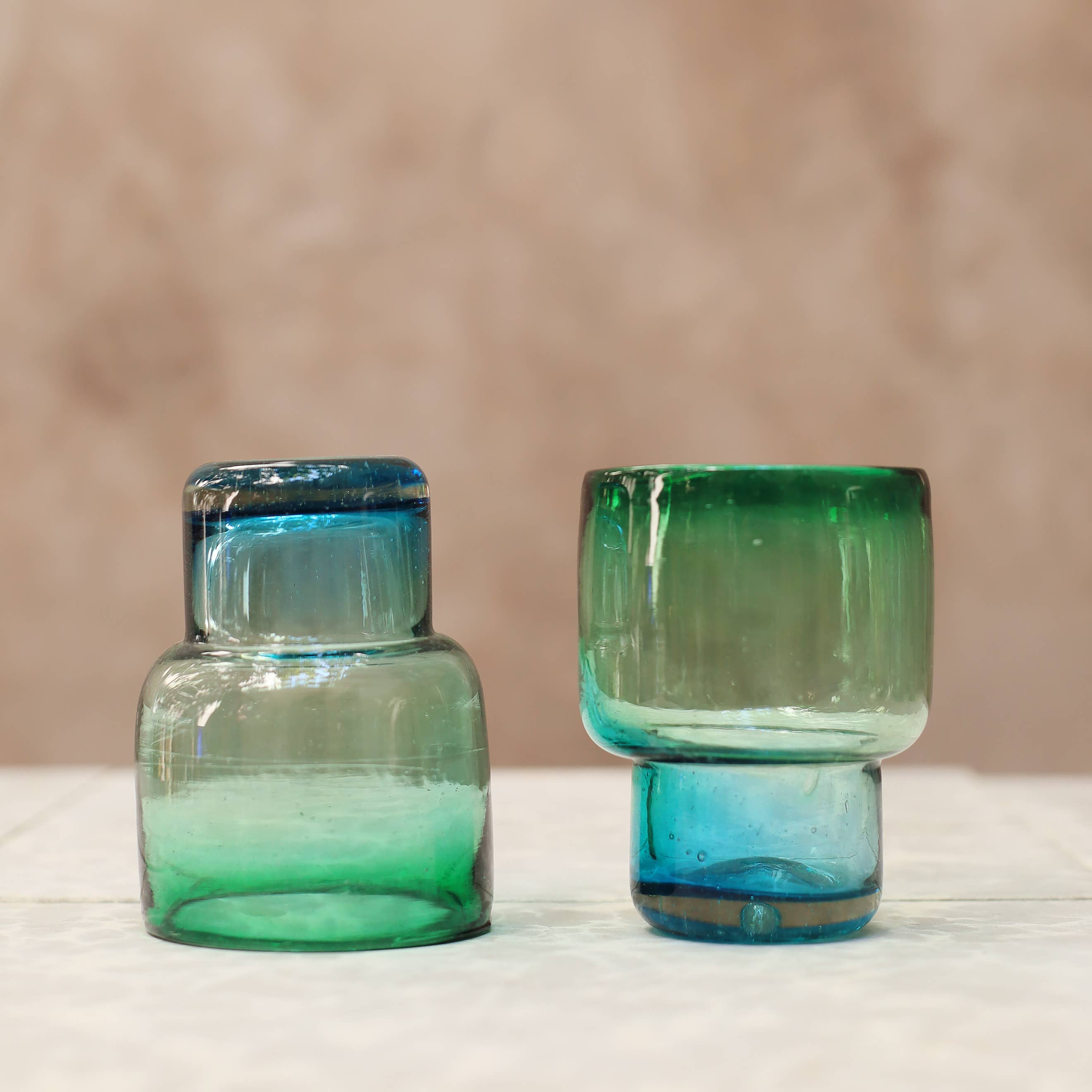 Handblown Stacking Glass – Teal