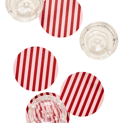 Pink and Maroon Striped Coasters Set