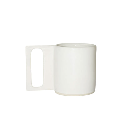 Gloss white Geo Mug, 10oz ceramic cup with modern geometric design, ideal for coffee, tea, or stylish everyday sipping.