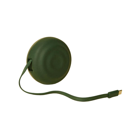 Green retractable charger on a white background