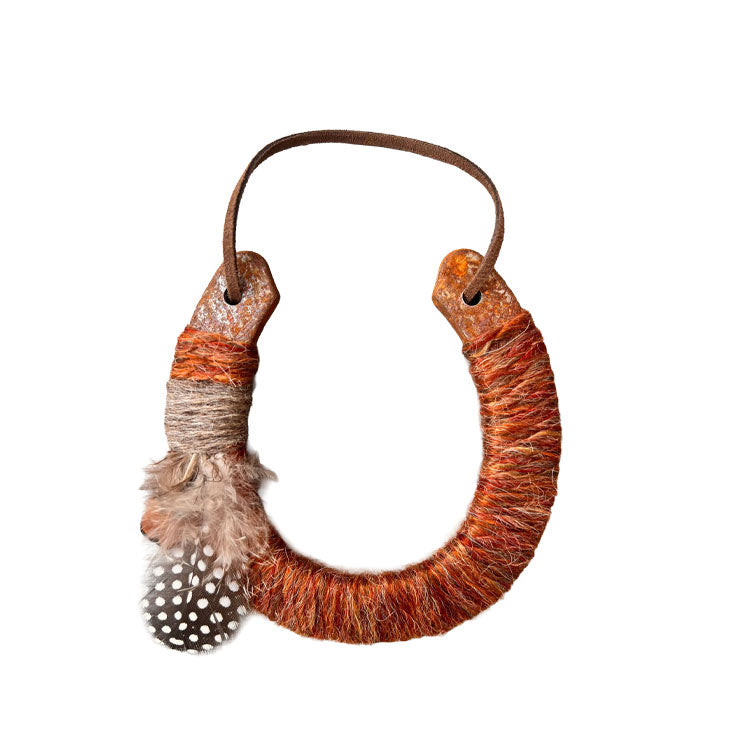 Copper + Feather Accent Lucky Horseshoe