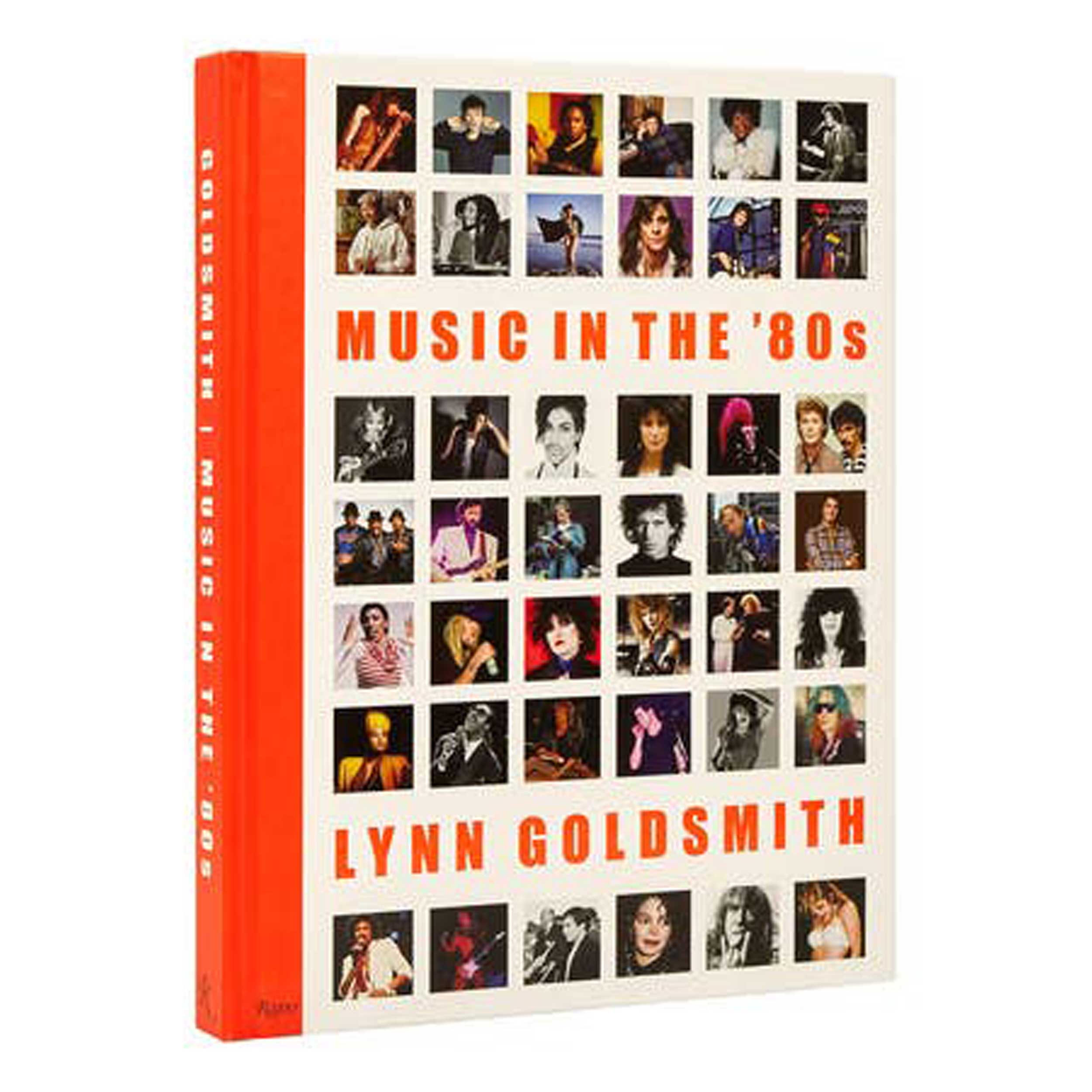 Music in the 80’s photo book featuring iconic artists, a visual collection of legendary musicians and pop culture stars.