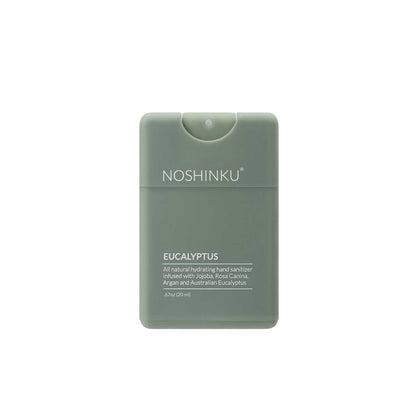 Eucalyptus scented hand sanitizer in a small, compact design with a soft touch mister. 