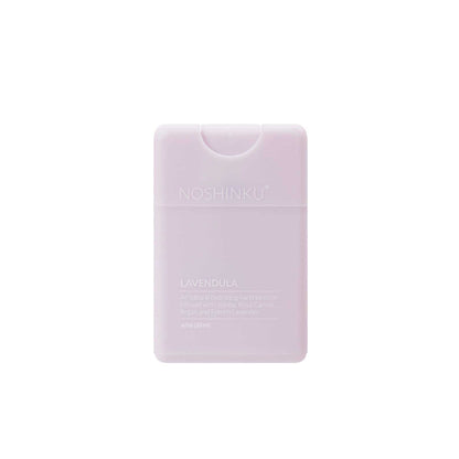 Small and compact refillable hand sanitizer, with a soft touch mister. Scented with lavender. 