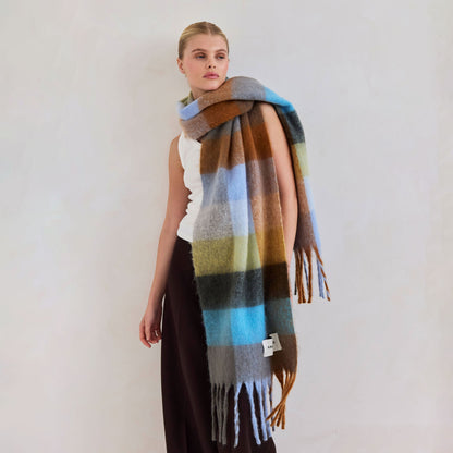 Blue Check Reykjavik Scarf