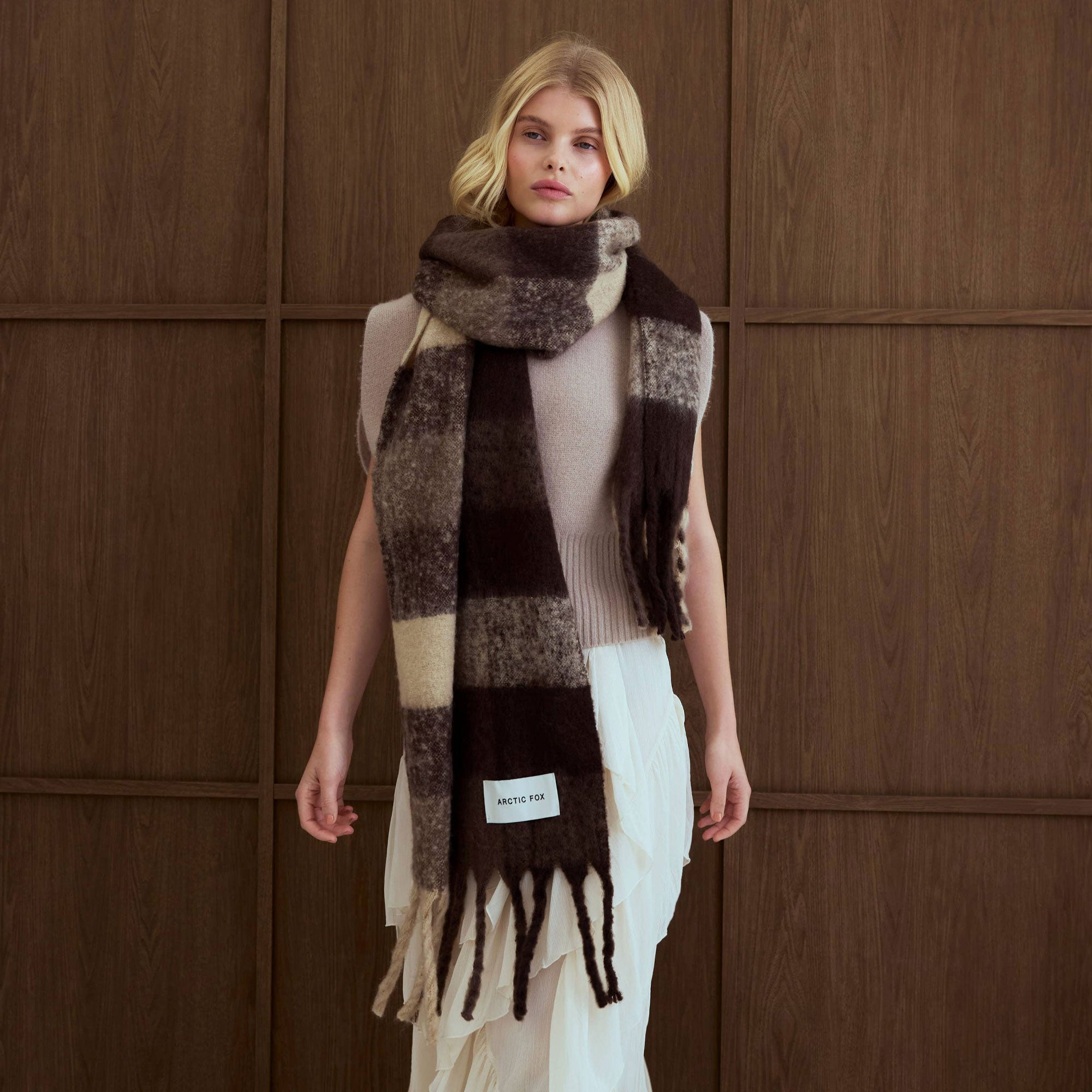 Brown Check Reykjavik Scarf