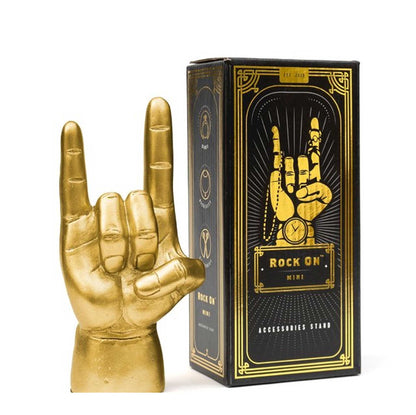 Rock On stand organizer for keys, jewelry, watch, and headphones, bold sculptural design doubles as edgy home decor.